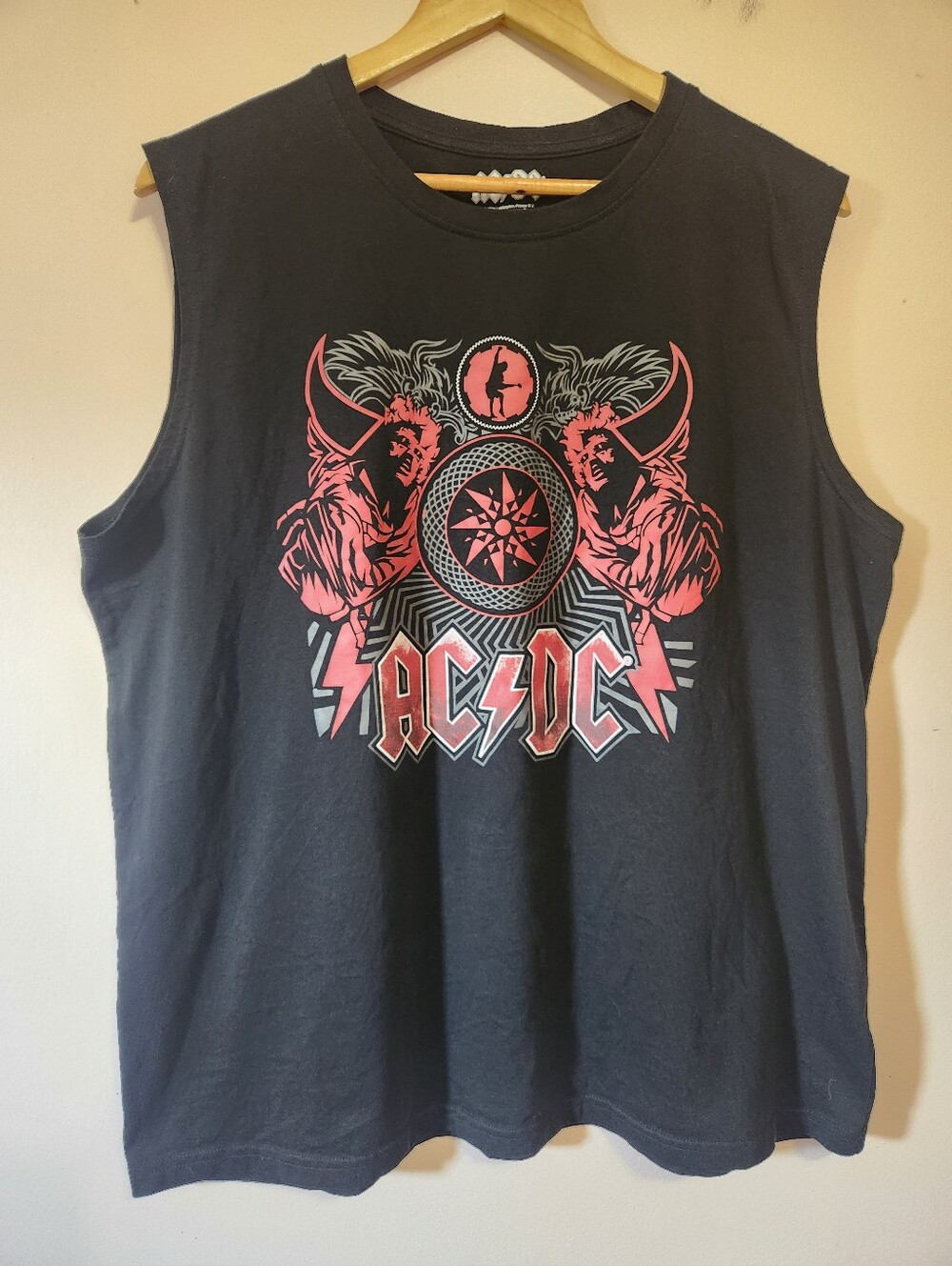 AC/DC Black Graphic Sleeveless Muscle Tank Top Hard Rock Metal Band Tee Mens XL